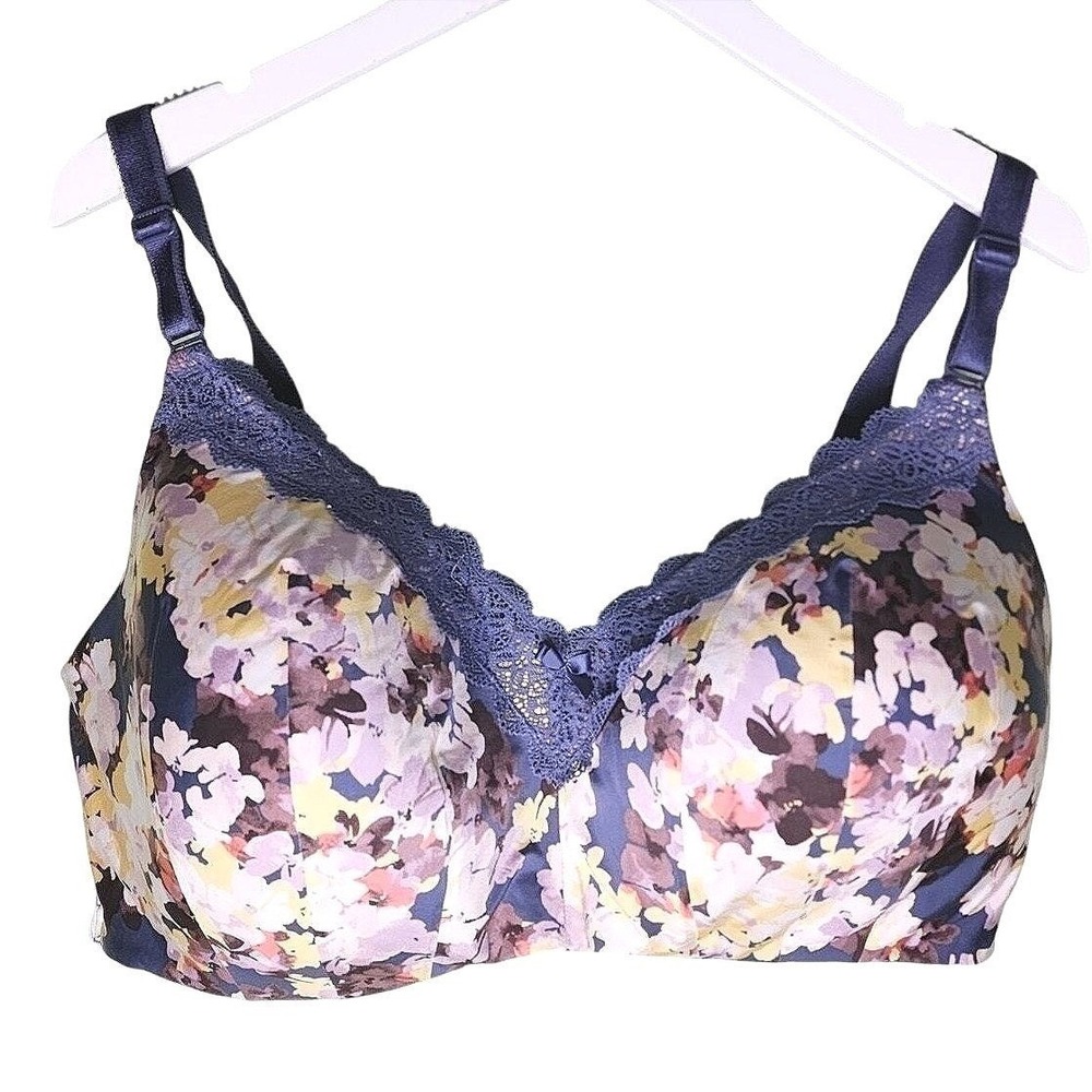 Torrid Curve Bra 40D Lavender Floral Wireless T-Shirt Lace Intimates Lingerie